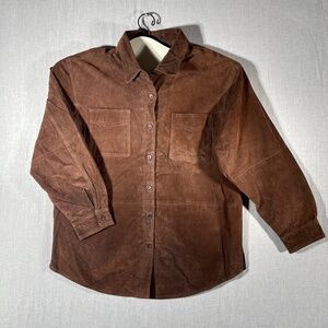 Denim & Co. 100% Full Leather Lining Brown Jacket, Size Large Mens